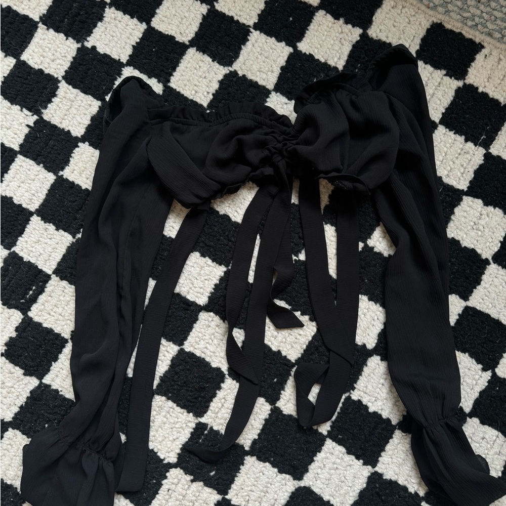 Tigermist black milkmaid crop top